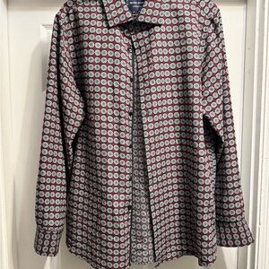 Stylish Men's Dress Shirt - Red and Black Pattern